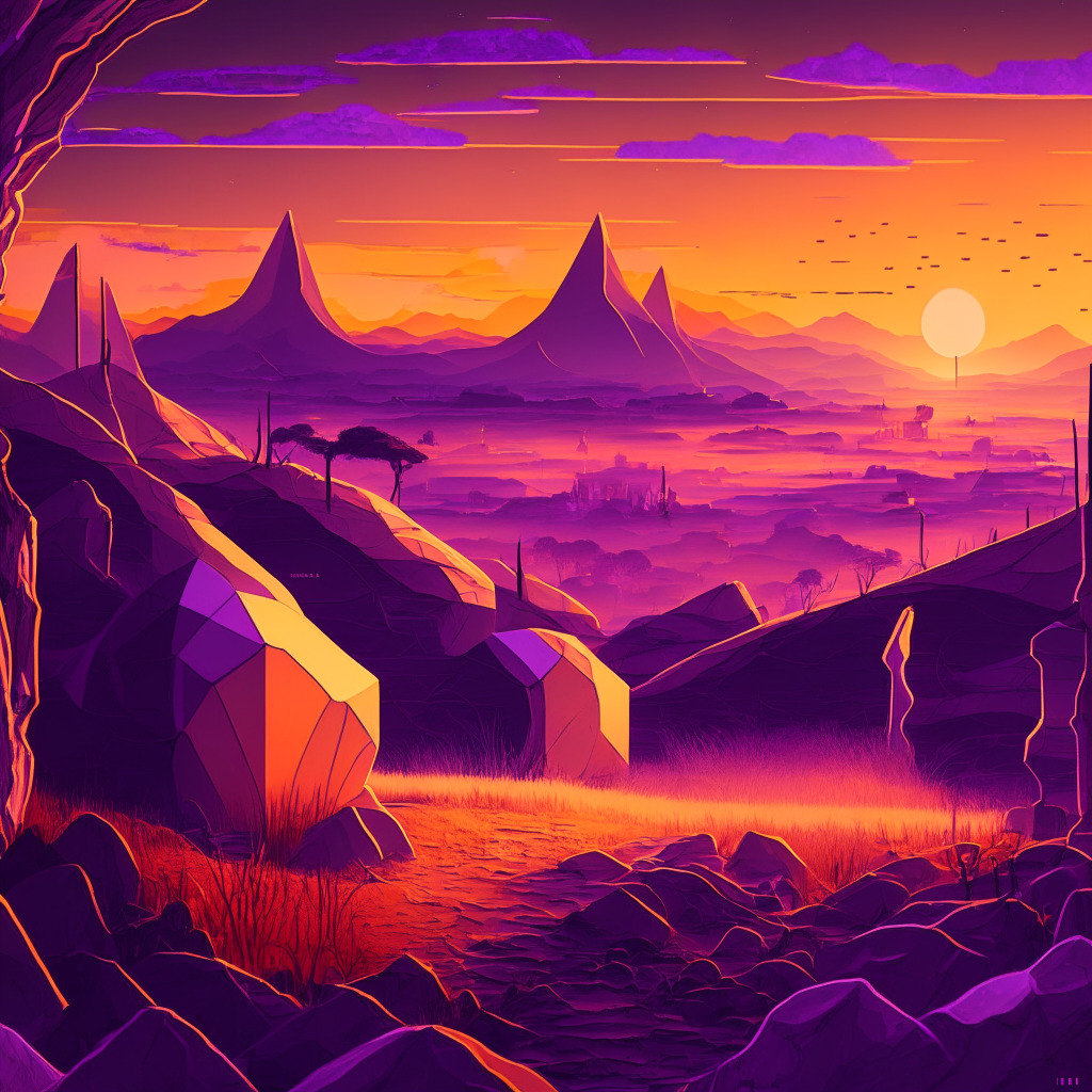 Ethereum landscape at dusk, glowing DeFi ecosystem, warm oranges and purples, layer-2 scaling solutions in the foreground, two distinct rollup types (optimistic/zk) side by side, showing collaboration and healthy debate, hints of security concerns and complexities looming in the distance, overall mood of innovation and progress, a brightening future.