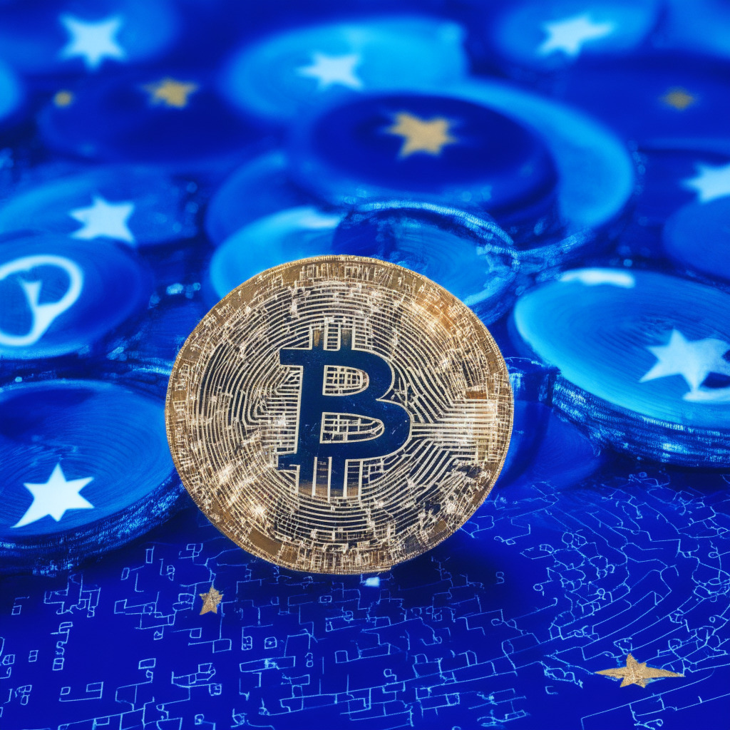 Cryptocurrency regulation debate in EU, European Securities and Markets Authority warning, investment firms' responsibility, informed clients, unregulated products and services risks, Markets in Crypto-Assets (MiCA) regulator, end of 2024, transparent communication, clients' best interests, evolving regulatory landscape, mood: cautious optimism.