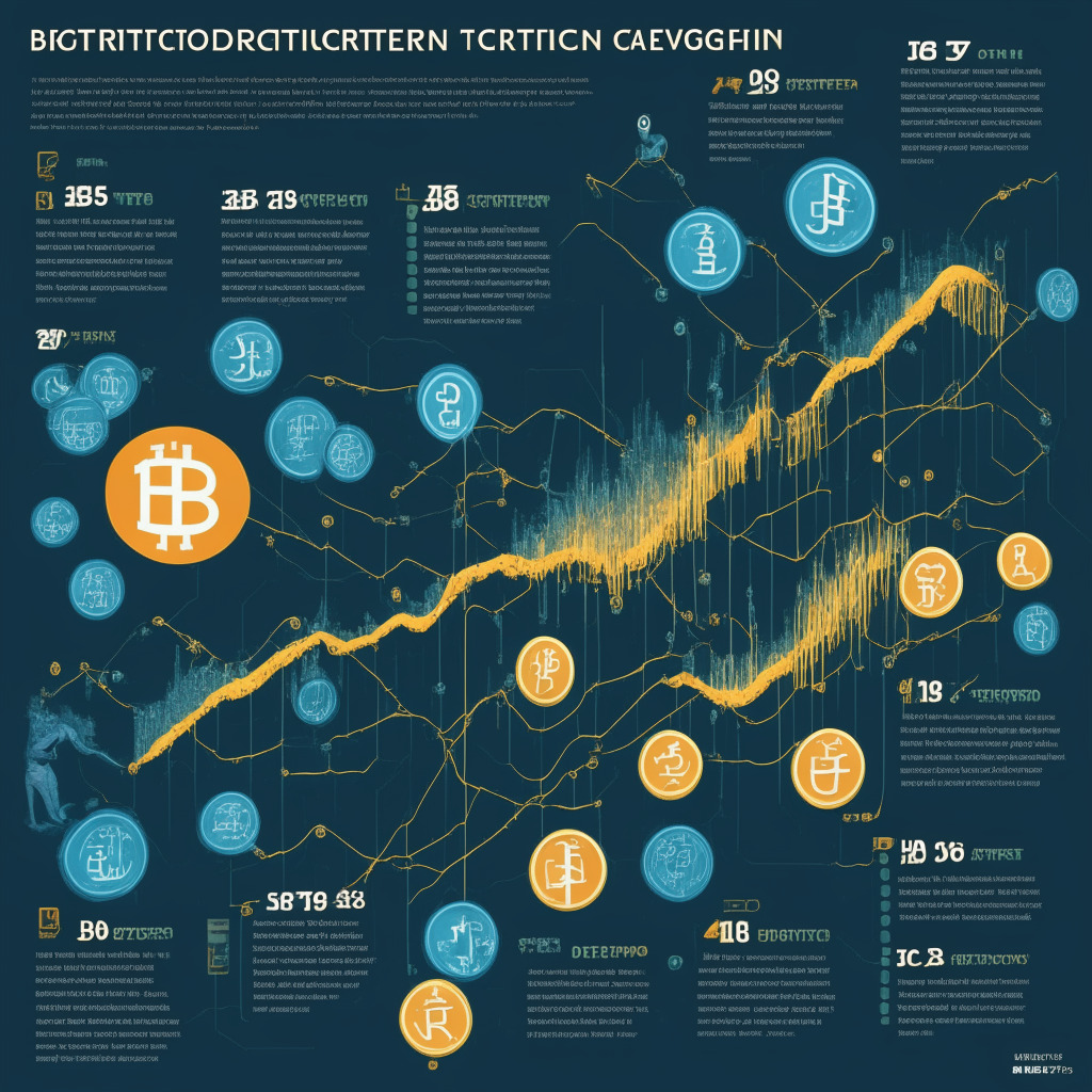 Cryptocurrency market rollercoaster, fluctuating values, digital currencies: BTC, ETH, XRP, growing adoption of blockchain, decentralization, improved security, contentious regulation, environmental concerns, market volatility, divergent opinions, optimistic vs. skeptical perspectives, tug-of-war, uncertain future, global acceptance, development, delicate balance.