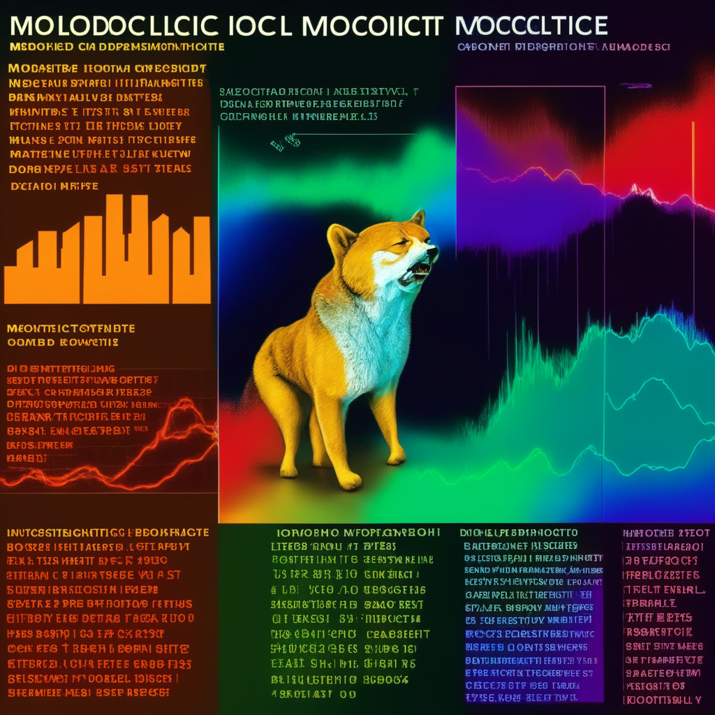 Crypto market volatility, Dogecoin's sideways price movement, narrow daily trading range, indecisive bulls and bears, potential trading opportunities, meme coin complexity, market recovery, breakout anticipation, bearish trend possibility, falling channel pattern, support and resistance levels, MACD and EMA indicators, increasing buying momentum, multiple resistance challenges, bright surreal color palette, chiaroscuro lighting, moody atmosphere, impressionist style.