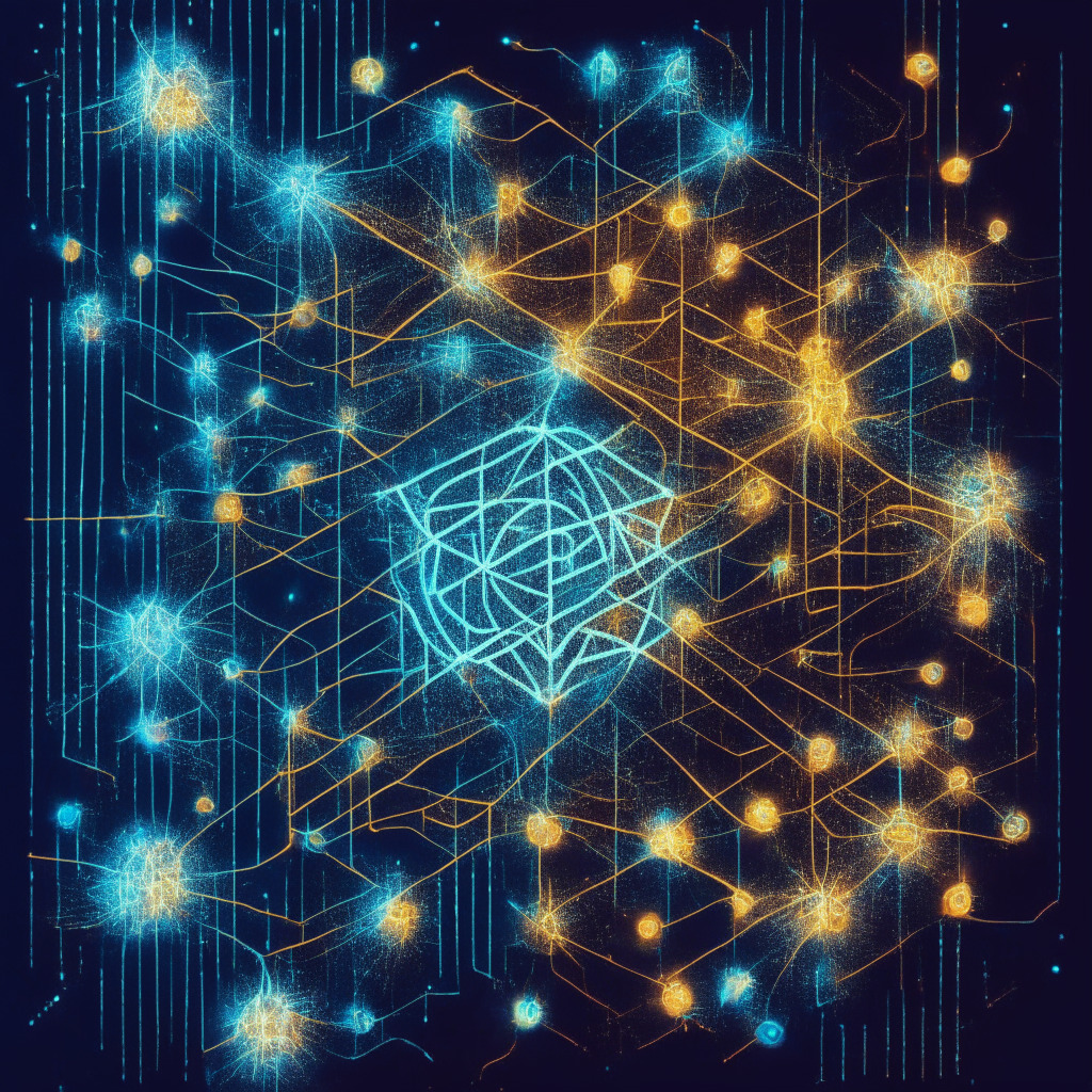 Intricate blockchain network, self-custody vs centralized exchanges, warm glow of optimism, vibrant tech-savvy environment, ease of access, fear and trust coexisting, Lightning Network adoption, progressive steps toward mainstream adoption, overcoming barriers, visionary path to a decentralized future.