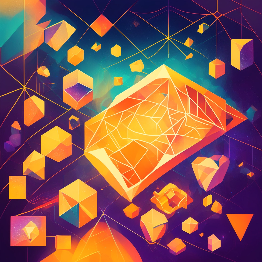 Abstract digital art, mystical lights, security and connectivity elements, warm colors, an array of decentralized applications, Ethereum & Polygon networks intertwined, non-fungible tokens, vintage wallet symbolizing protection, a serene atmosphere, touch of Cubism.