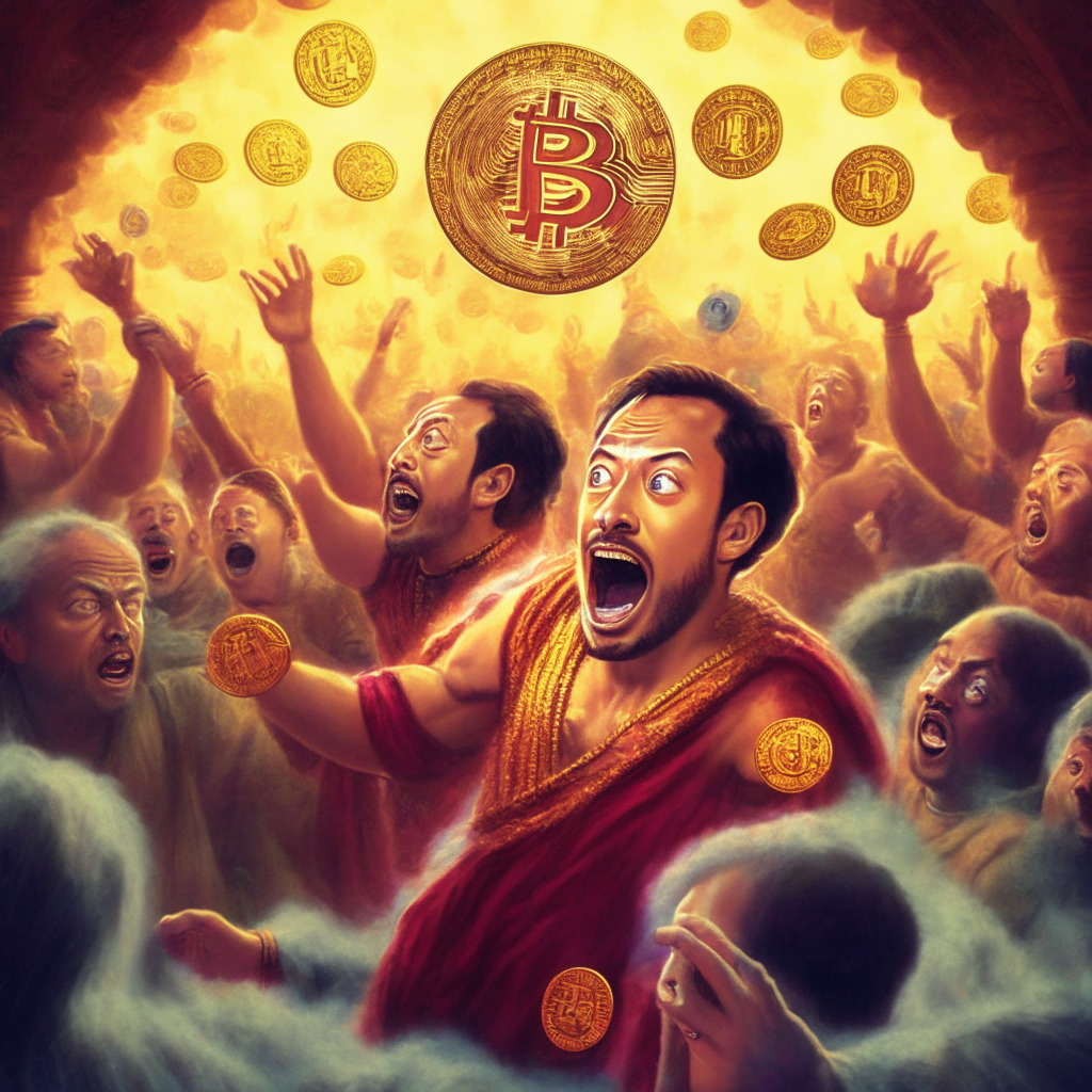 Indian crypto exchange, vibrant meme coins frenzy, FLOKI & PEPE ascend, soft warm lighting, heightened emotions, lively trading atmosphere, Elon Musk's influence, air of skepticism, bubble looming, adaptive exchange, fickle social media hype, temporary fad or change in landscape, gamble in volatility.