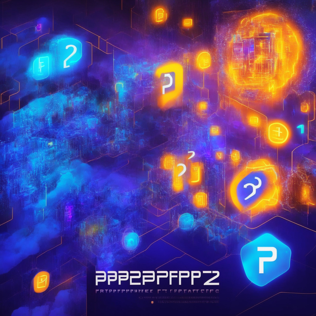 Futuristic P2P crypto marketplace relaunch, intricate security measures, warm glow of restored services, abstract representation of rising digital assets, contrasting sense of optimism and caution, muted colors symbolizing phased approach, focus on user safety and vigilance, dynamic composition reflecting challenges and growth.