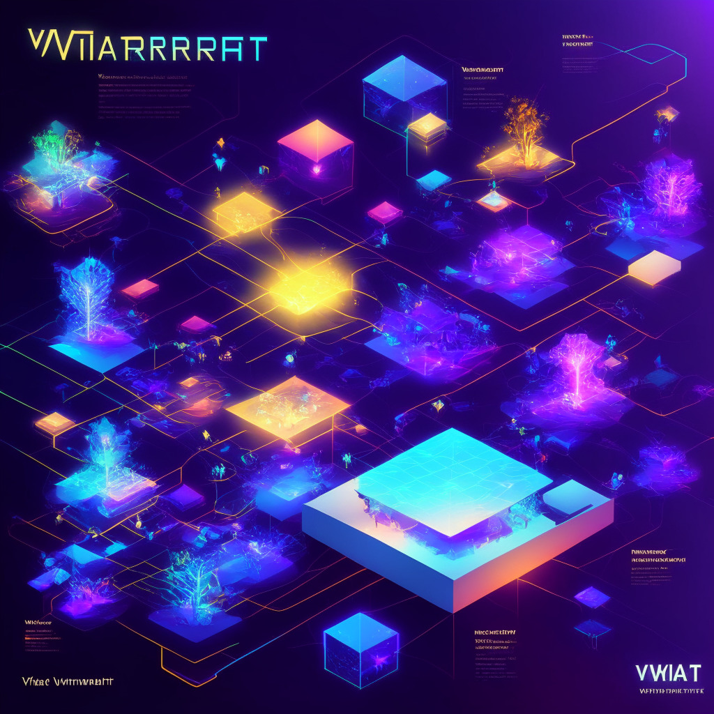 Vibrant Web3 gaming landscape, parallel transaction processing, dynamically-updated NFTs, game replete with in-game objects, mood of innovation & revolution, soft ethereal lighting, player achievements as rays of light, scalable network with interconnected nodes, appealing to game developers.