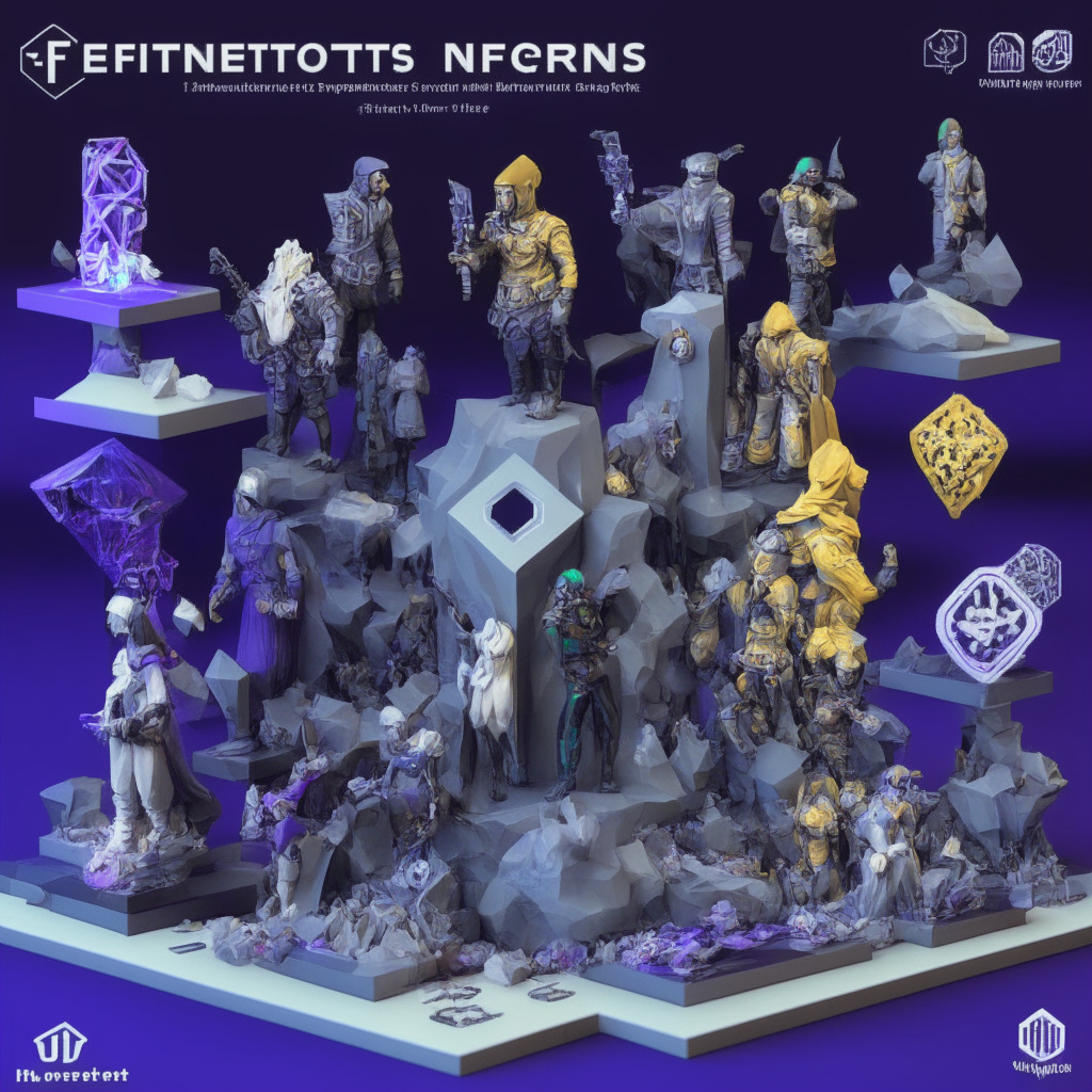 Ethereum-scaled NFTs meet 3D-printed collectibles, customizable characters, outfits & weapons, varying rarity levels, NFC-enhanced, captivating digital experience, pre-sale excitement, innovative blockchain commitment, pros & cons debate, industry shift, balancing innovation & sustainability.