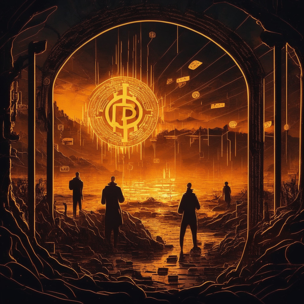 Cryptocurrency mystery scene, intricate web design, sunset lighting, film noir style, enigmatic mood, $405M burned, puzzled crypto community, Binance hot wallet connections, black hole address, Sui Network launch, questioning motives, possible market manipulation, ongoing hunt for answers.