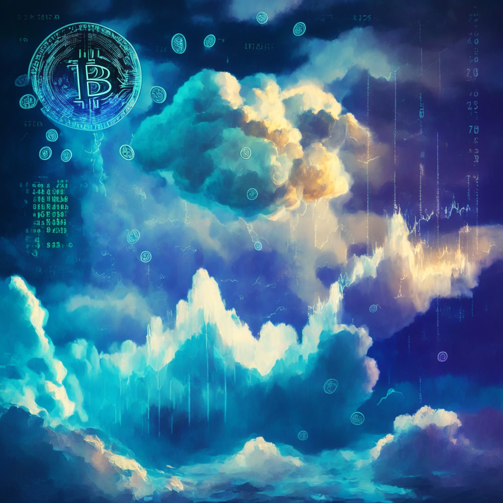 Ethereum & Bitcoin at pivotal points, altcoins stable, light dappling over digital coins, a race for dominance painted in Impressionist style, slightly cloudy sky, glowing data charts showing fluctuations, serene yet anticipatory mood in atmosphere, soft hues for peaceful market vibes.