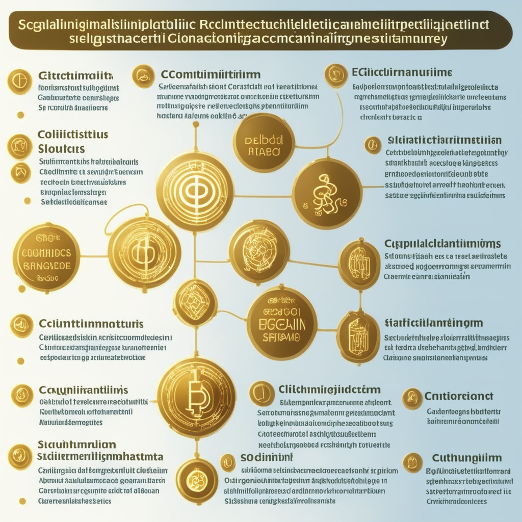 Cryptocurrency market maturation, adapting to regulations, catering to institutional investors, golden digital currency, traditional financial structures, secure banking environment, evolution of crypto industry, advanced trading platforms, regulatory-compliant tokens, sunlight reflecting on multiple liquidity providers, impressive technology security, serene mood, clarity and understanding, silver lining of accelerated regulation.