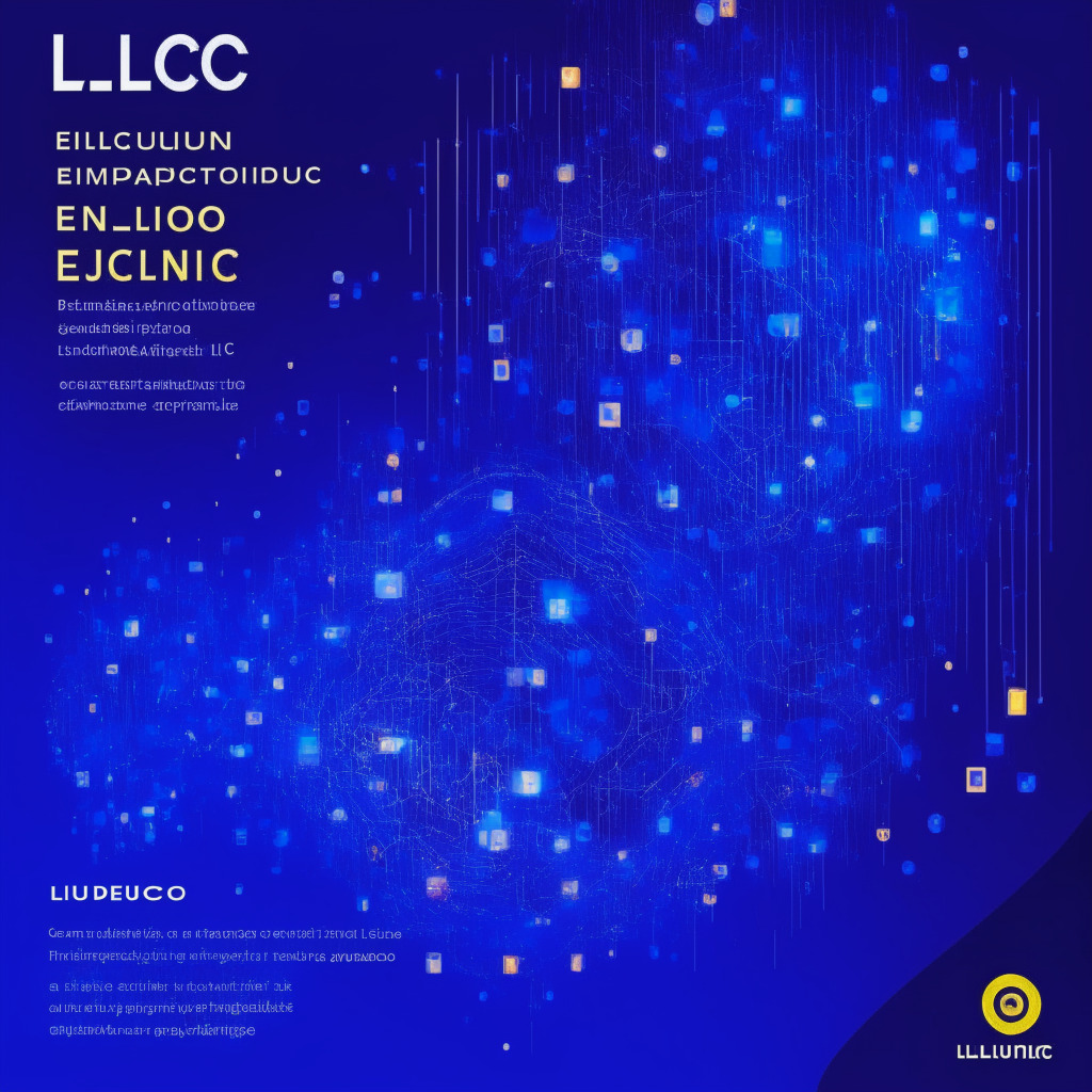 EUIPO combating counterfeiting with blockchain, vibrant supply chain scene, secure nodes & authentic goods, officials & logistics operators verify, twilight glow of innovation, transparency & traceability atmosphere, hopeful yet cautious mood, modern art style. (310 characters)