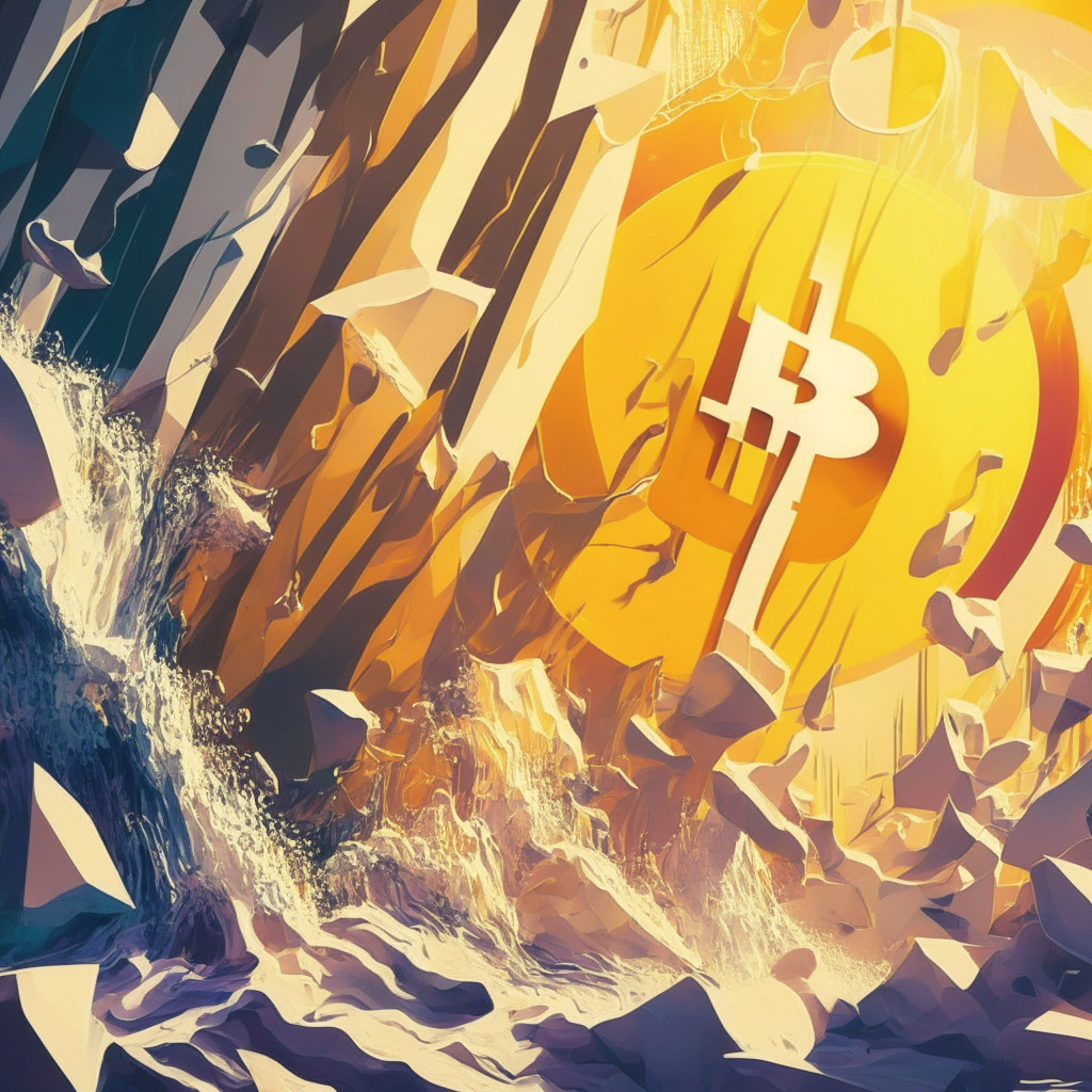 Ethereum and Bitcoin soaring, BNB and BCH struggling, financial landscape, abstract cryptocurrency market illustration, warm sunlight and cool shadows, dynamic contrasts, a sense of cautious optimism, bold colors with soft textures, fluid design elements representing volatility.