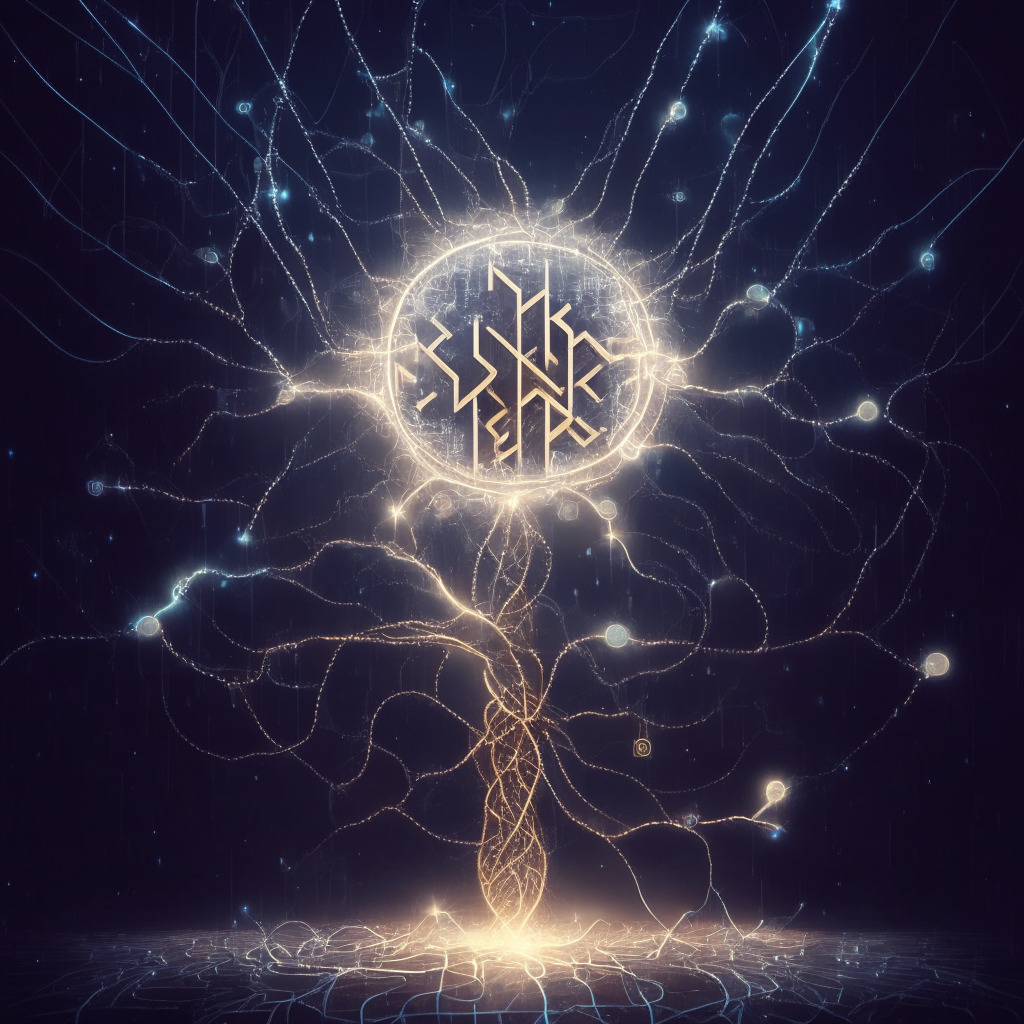 Intricate blockchain technology, artistic representation of Lightning Network, diverse connections symbolizing liquidity and payment channels, scene infused with self-custodial security mood, soft, ethereal lighting, hint of optimism for the future.
