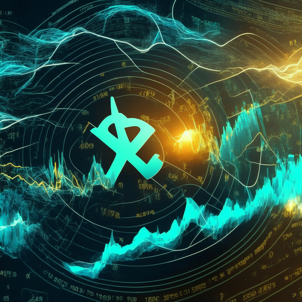 Cryptocurrency market turbulence, XRP price dip, legal conflict backdrop, support level at $0.486, resistance level at $0.55, vortex indicator hinting at potential momentum shift, dynamic interplay of EMAs, tempered optimism, subtle balance between bullish recovery and seller resurgence, financial decision-making drama.