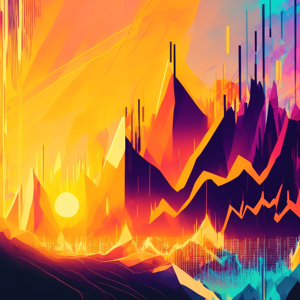 An abstract digital landscape bathed in bright, sunrise colors, representing cryptocurrency markets recovering amid adversity, In the forefront, a robust, rising graph line embodies Ethereum's resilient price surge, contrasted against shadowy figures signifying uncertainty. An ethereal mood, suggesting the transient nature of the digital economy.